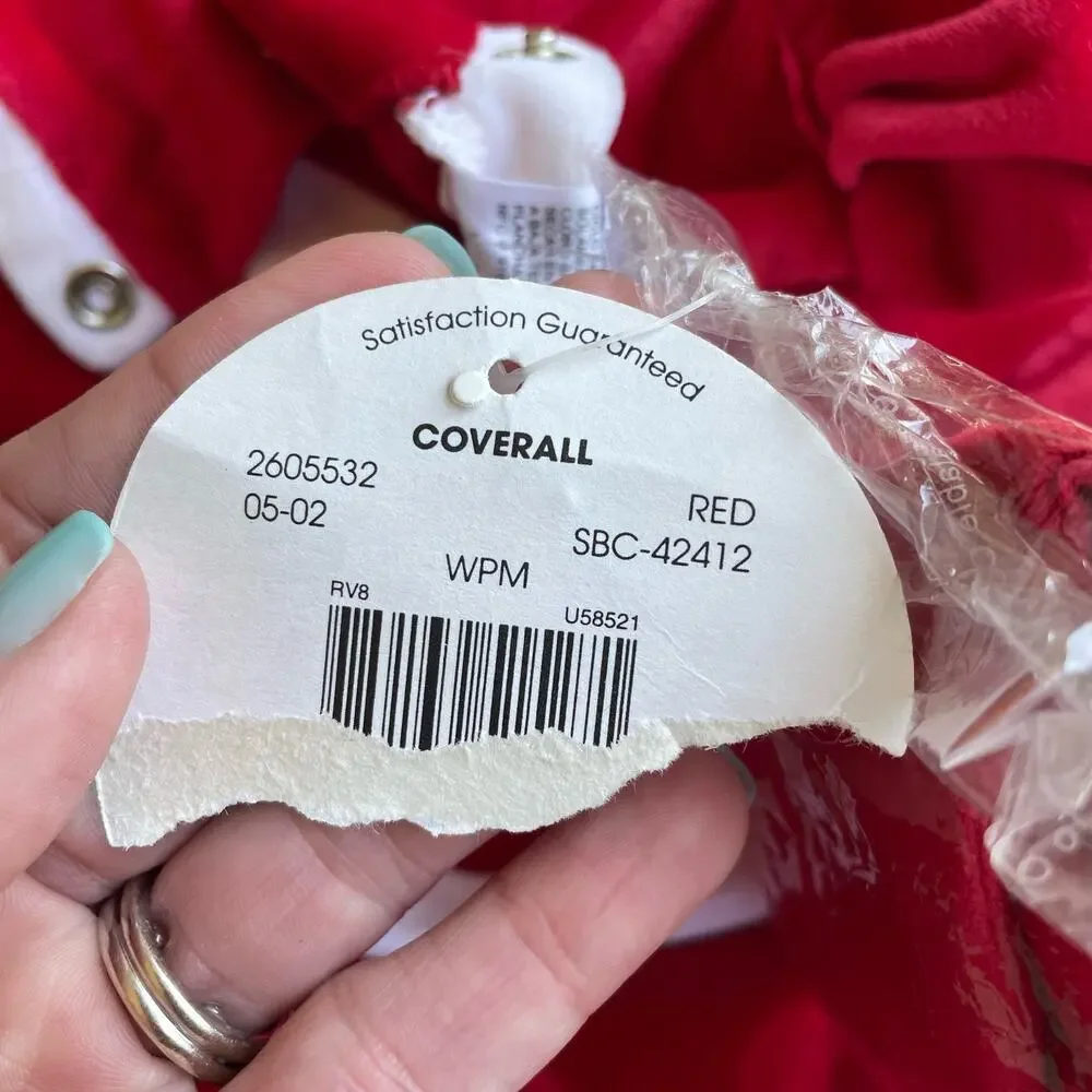 Vintage Santa Outfit Baby Girl 3-6 M Christmas Infant Red Coverall Simply Basic